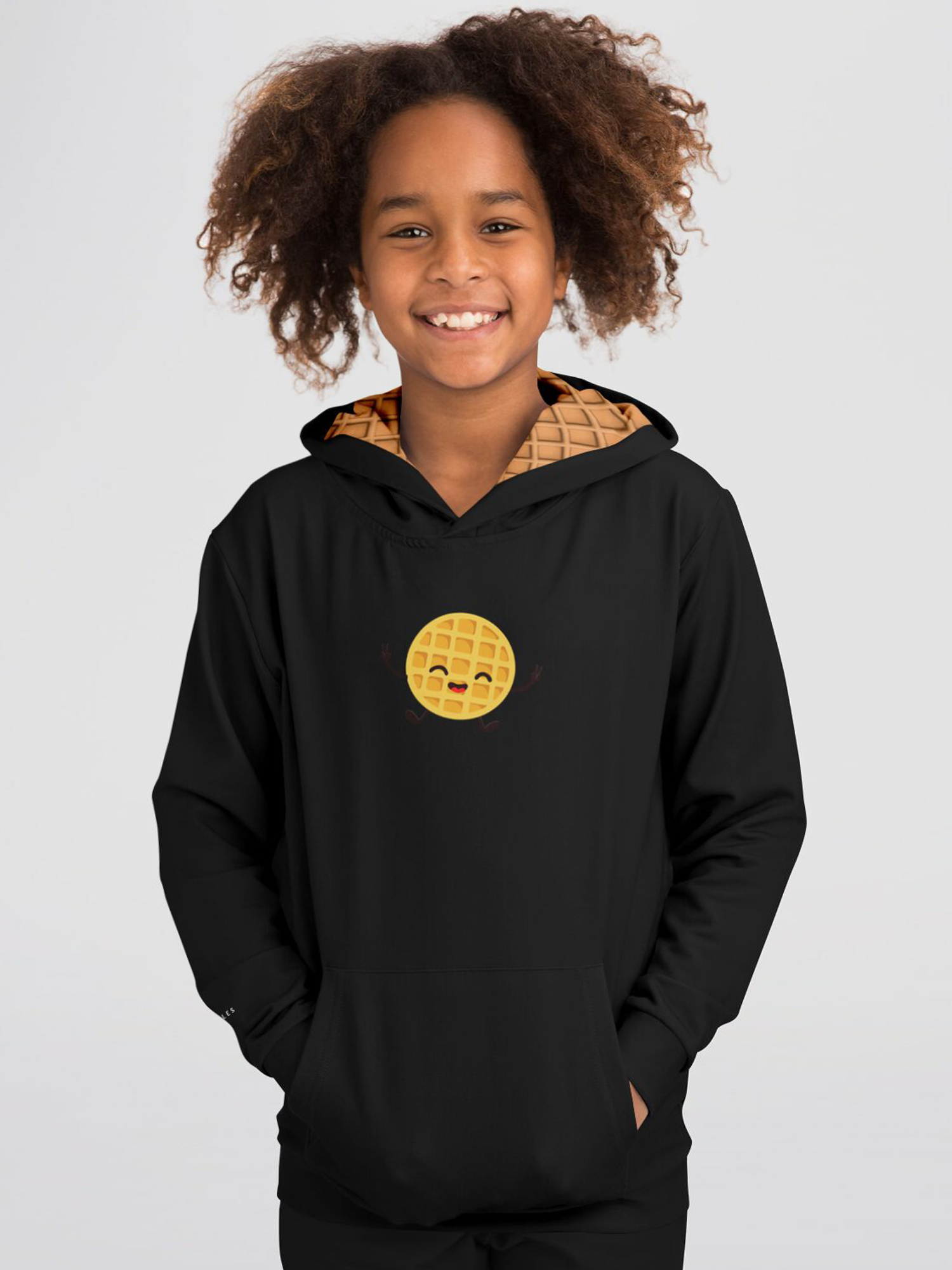 Kids Premium Waffle Hoodie - Black